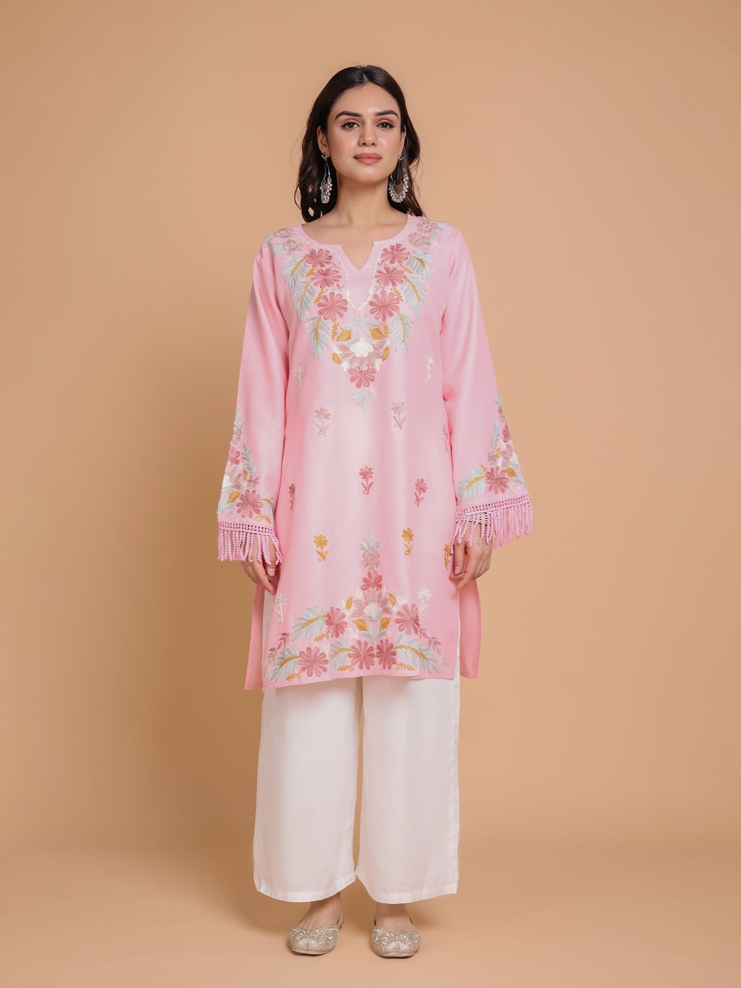 Komal x HOK Falak Kashmiri Long Kurta - Pink