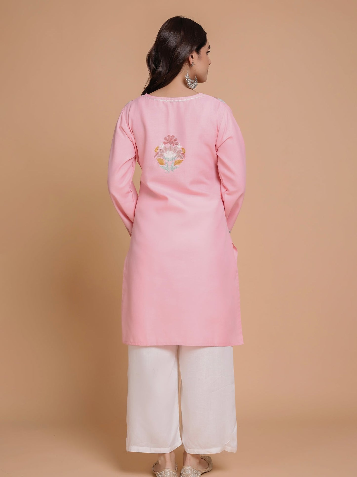 Komal x HOK Falak Kashmiri Long Kurta - Pink