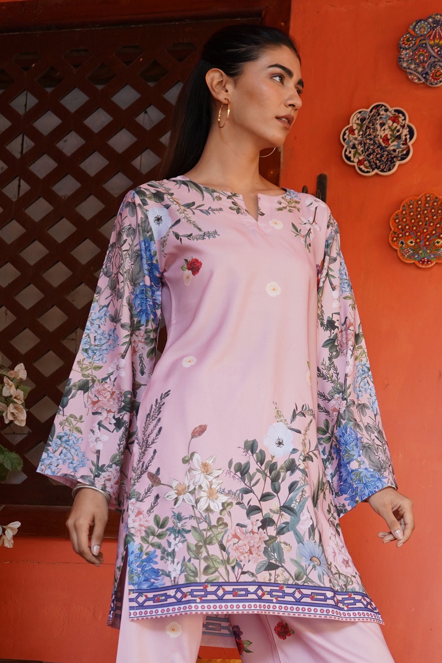 Printkari Poly Muslin Co-ord set in Pink