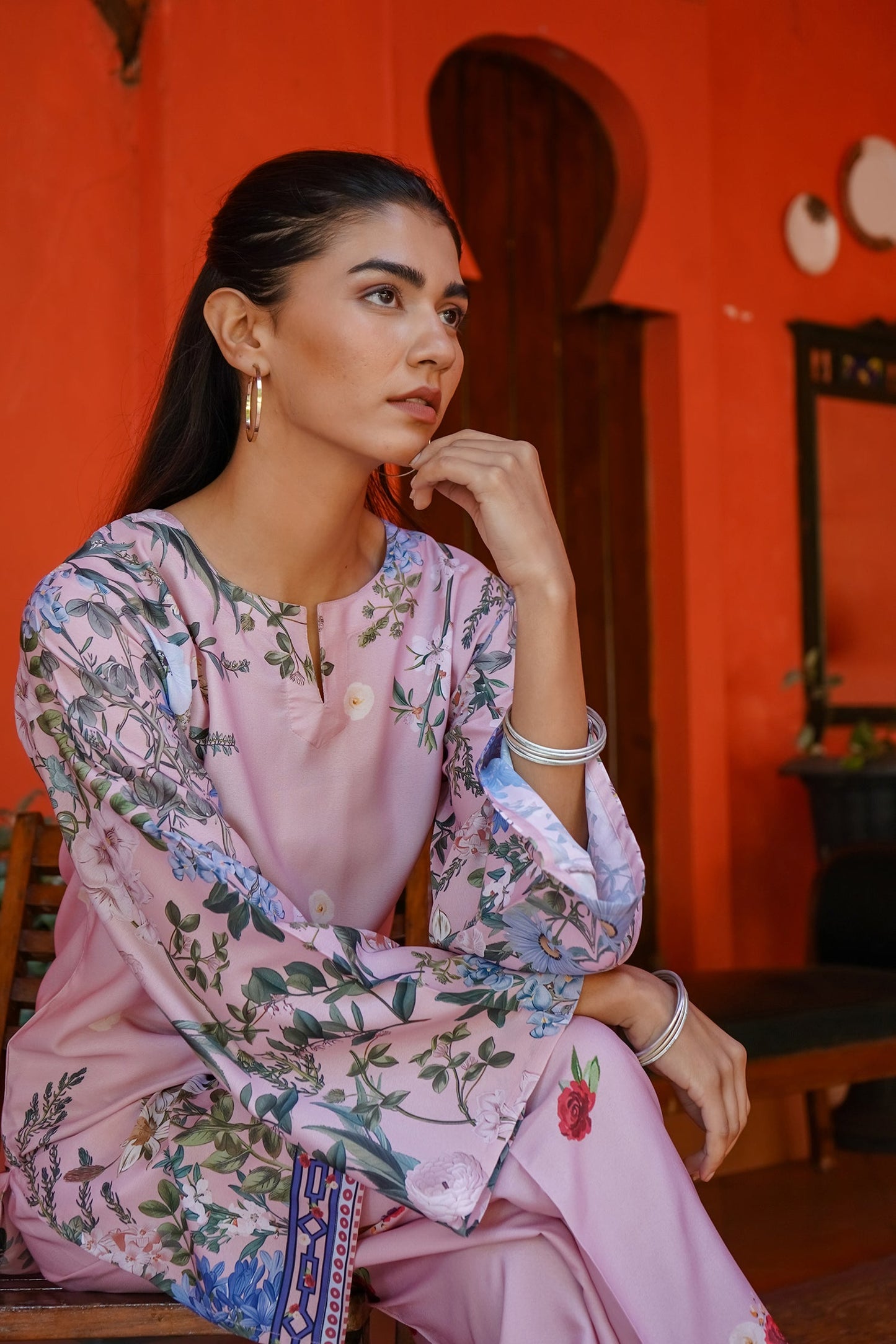 Printkari Poly Muslin Co-ord set in Pink